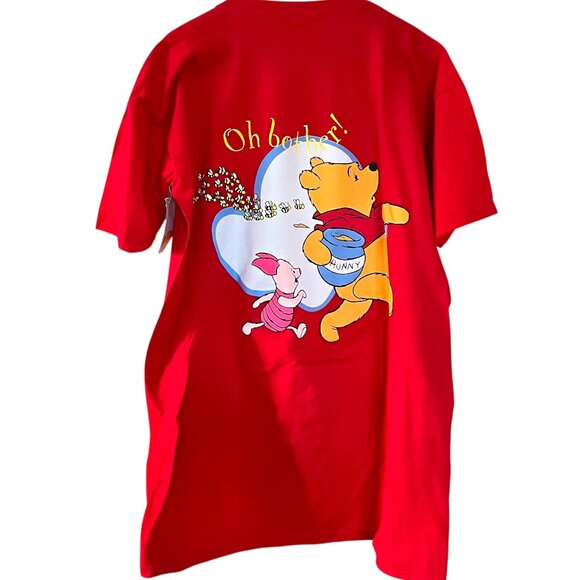 Vintage 90s Winnie the Pooh Sleep T Shirt One Size Red Pooh Piglet Nightgown NEW - Picture 3 of 7